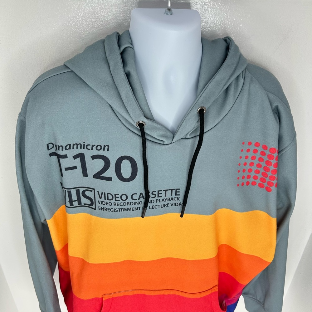 Hoodie Lab VHS Video Cassette T-120 Pullover Sweatshirt Hoodie Size 3XL Colorful - Picture 5 of 13